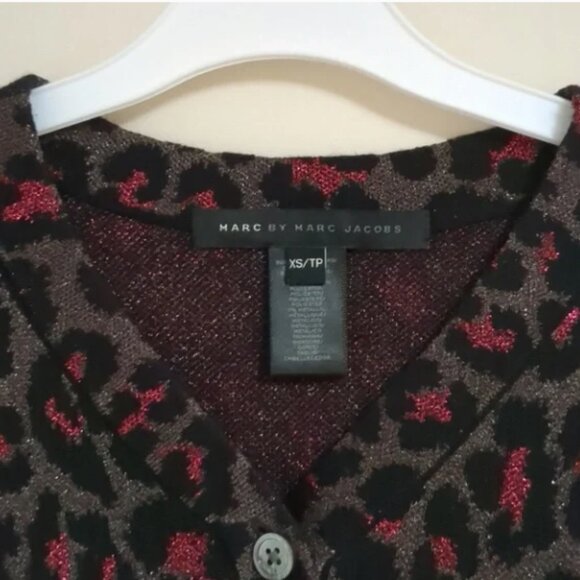 Marc by Marc Jacobs shimmering leopard print cardigan size XS - Picture 3 of 4